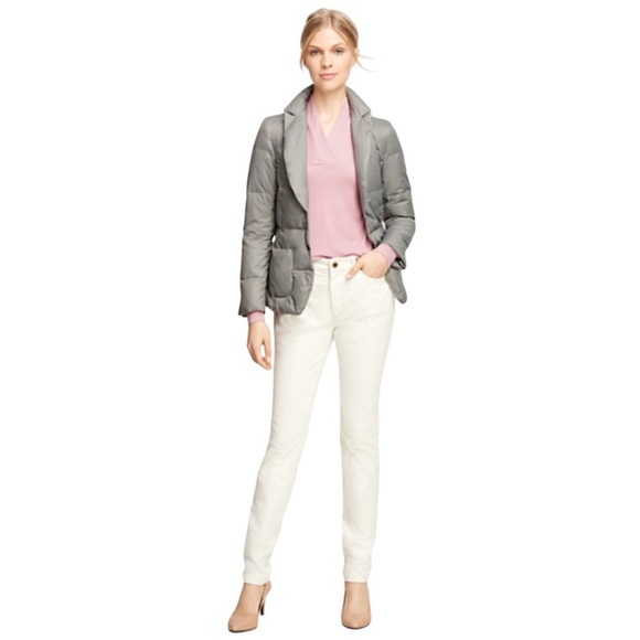 BROOKS BROTHERS‎ Down Puffer Coat Jacket Blazer Gray Winter Size 4 Warm Work - Picture 2 of 9